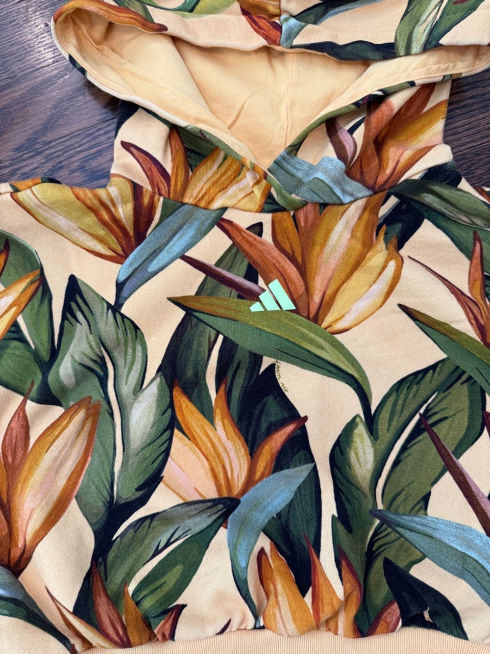 adidas farm rio print cropped hoodie L birds of paradise - Picture 4 of 6